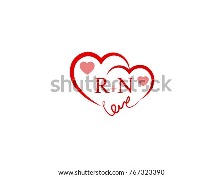 rn initial heart love logo template stock vector royalty free