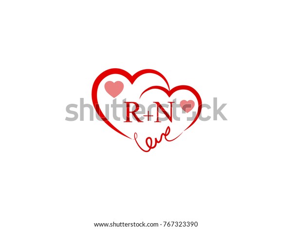 Rn Initial Heart Love Logo Template のベクター画像素材 ロイヤリティフリー