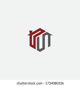 Rn hogar inicial. Vector hexagonal de logotipo