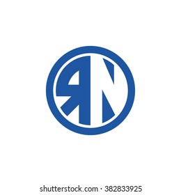 RN initial letters circle business logo blue