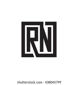 RN initial letters looping linked square monogram logo
