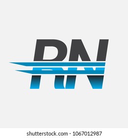 RN initial logo company name colored black and blue, Simple and Modern Logo Design.