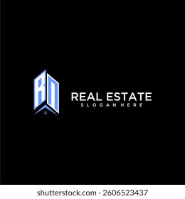 RN initial monogram building and roof logo for real estate