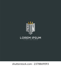 RN initial monogram for crown and shield logo design