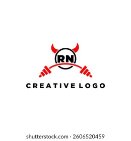 RN initial monogram for fitnes or gym logo with devil style design