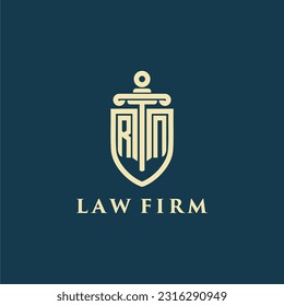 RN initial monogram for law firm with sword and shield logo image