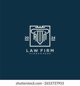 RN initial monogram logo for lawfirm with pillar design in creative square