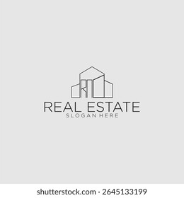 RN initial monogram logo for real estate with luxury building style