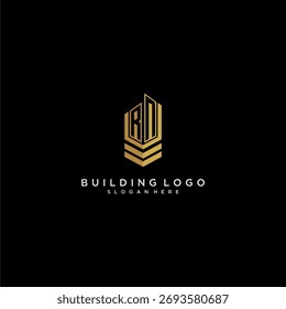 RN initial monogram logo for real estate with building style