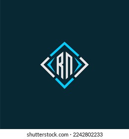 RN initial monogram logo with square style design