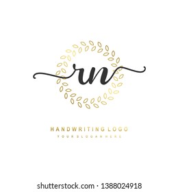 RN initial signature logo. handwriting logo template vector,