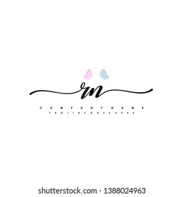 RN initial signature logo. handwriting logo template vector,