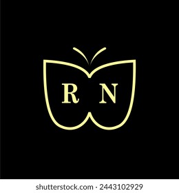 Ilustración vectorial del logotipo de la mariposa de lujo de RN Initials
