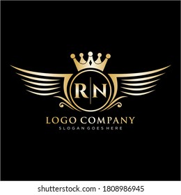 RN Letter Initial with Royal Wing Logo Template.