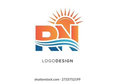 RN Letter Logo Monogram Sun Wave Modern Branding Design
