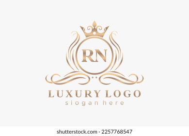 RN Letter Royal Luxury Logo template in vector art for Restaurant, Royalty, Boutique, Cafe, Hotel, Heraldic, Jewelry, Fashion and other vector illustration.