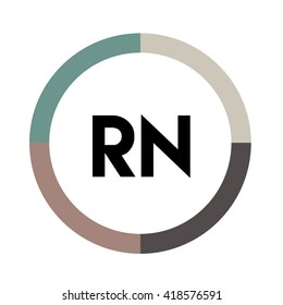 RN letters, four colors in abstract background logo, design identity in circle, alphabet letter