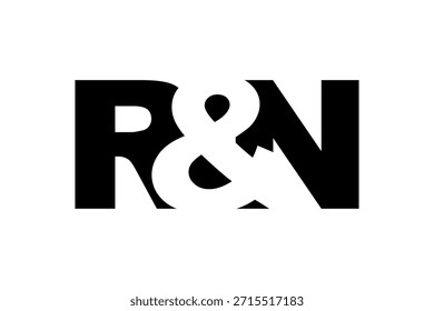Diseño del logotipo de RN en estilo audaz. Símbolo de identidad blanco y negro. Emblema de tipografía moderna. Icono de marca Corporativa. Mínima Plantilla de negocio.