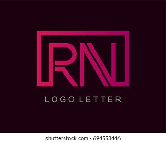 RN Logo letter design vector with box