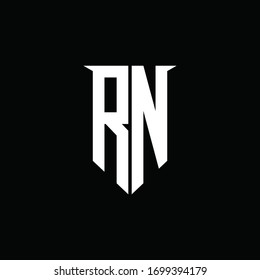 RN logo monogram with emblem shield style design template