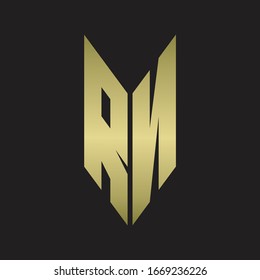 RN Logo monogram with emblem style isolated with gold colors