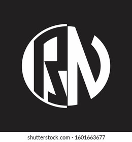 RN Logo monogram with Negative space style design tempate