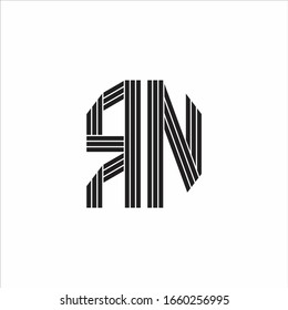 RN Logo monogram outline style linked isolated on white background