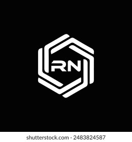 Logo de RN. Diseño R N. Letra RN blanca. Diseño de logotipo de letra RN, R N. Letra inicial RN vinculada círculo mayúscula monograma logo.