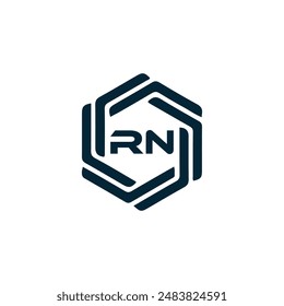 Logo de RN. Diseño R N. Letra RN blanca. Diseño de logotipo de letra RN, R N. Letra inicial RN vinculada círculo mayúscula monograma logo.