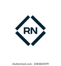 Logo de RN. Diseño R N. Letra RN blanca. Diseño de logotipo de letra RN, R N. Letra inicial RN vinculada círculo mayúscula monograma logo.