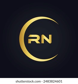 Logo de RN. Diseño R N. Letra RN blanca. Diseño de logotipo de letra RN, R N. Letra inicial RN vinculada círculo mayúscula monograma logo.