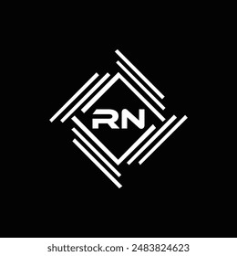 Logo de RN. Diseño R N. Letra RN blanca. Diseño de logotipo de letra RN, R N. Letra inicial RN vinculada círculo mayúscula monograma logo.