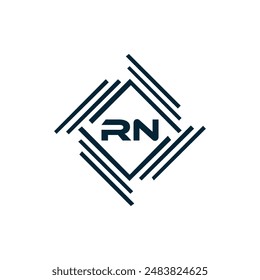 Logo de RN. Diseño R N. Letra RN blanca. Diseño de logotipo de letra RN, R N. Letra inicial RN vinculada círculo mayúscula monograma logo.