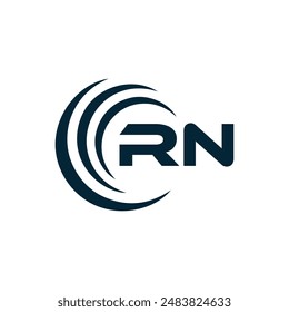 Logo de RN. Diseño R N. Letra RN blanca. Diseño de logotipo de letra RN, R N. Letra inicial RN vinculada círculo mayúscula monograma logo.