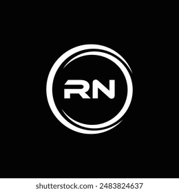 RN logo. R N design. White RN letter. RN, R N letter logo design. Initial letter RN linked circle uppercase monogram logo.