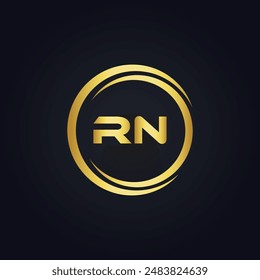 Logo de RN. Diseño R N. Letra RN blanca. Diseño de logotipo de letra RN, R N. Letra inicial RN vinculada círculo mayúscula monograma logo.