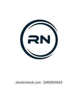 RN logo. R N design. White RN letter. RN, R N letter logo design. Initial letter RN linked circle uppercase monogram logo.