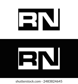 Logo de RN. Diseño R N. Letra RN blanca. Diseño de logotipo de letra RN, R N. Letra inicial RN vinculada círculo mayúscula monograma logo.