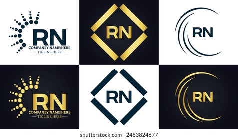 Logo de RN. Diseño R N. Letra RN blanca. Diseño de logotipo de letra RN, R N. Letra inicial RN vinculada círculo mayúscula monograma logo.