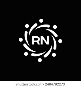 Logo de RN. Diseño R N. Letra RN blanca. Diseño de logotipo de letra RN, R N. Letra inicial RN vinculada círculo mayúscula monograma logo.