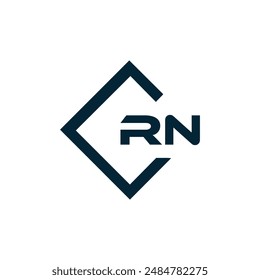 Logo de RN. Diseño R N. Letra RN blanca. Diseño de logotipo de letra RN, R N. Letra inicial RN vinculada círculo mayúscula monograma logo.