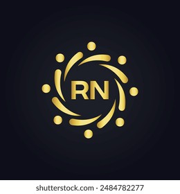 Logo de RN. Diseño R N. Letra RN blanca. Diseño de logotipo de letra RN, R N. Letra inicial RN vinculada círculo mayúscula monograma logo.