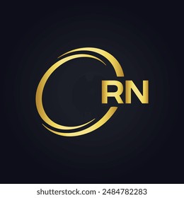 Logo de RN. Diseño R N. Letra RN blanca. Diseño de logotipo de letra RN, R N. Letra inicial RN vinculada círculo mayúscula monograma logo.