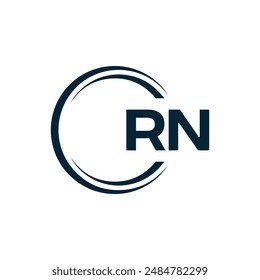 Logo de RN. Diseño R N. Letra RN blanca. Diseño de logotipo de letra RN, R N. Letra inicial RN vinculada círculo mayúscula monograma logo.