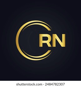 Logo de RN. Diseño R N. Letra RN blanca. Diseño de logotipo de letra RN, R N. Letra inicial RN vinculada círculo mayúscula monograma logo.