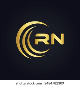 Logo de RN. Diseño R N. Letra RN blanca. Diseño de logotipo de letra RN, R N. Letra inicial RN vinculada círculo mayúscula monograma logo.