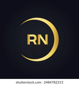 RN logo. R N design. White RN letter. RN, R N letter logo design. Initial letter RN linked circle uppercase monogram logo.