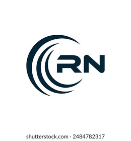 RN logo. R N design. White RN letter. RN, R N letter logo design. Initial letter RN linked circle uppercase monogram logo.