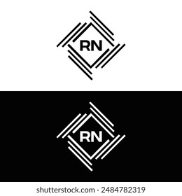 Logo de RN. Diseño R N. Letra RN blanca. Diseño de logotipo de letra RN, R N. Letra inicial RN vinculada círculo mayúscula monograma logo.