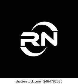 Logo de RN. Diseño R N. Letra RN blanca. Diseño de logotipo de letra RN, R N. Letra inicial RN vinculada círculo mayúscula monograma logo.